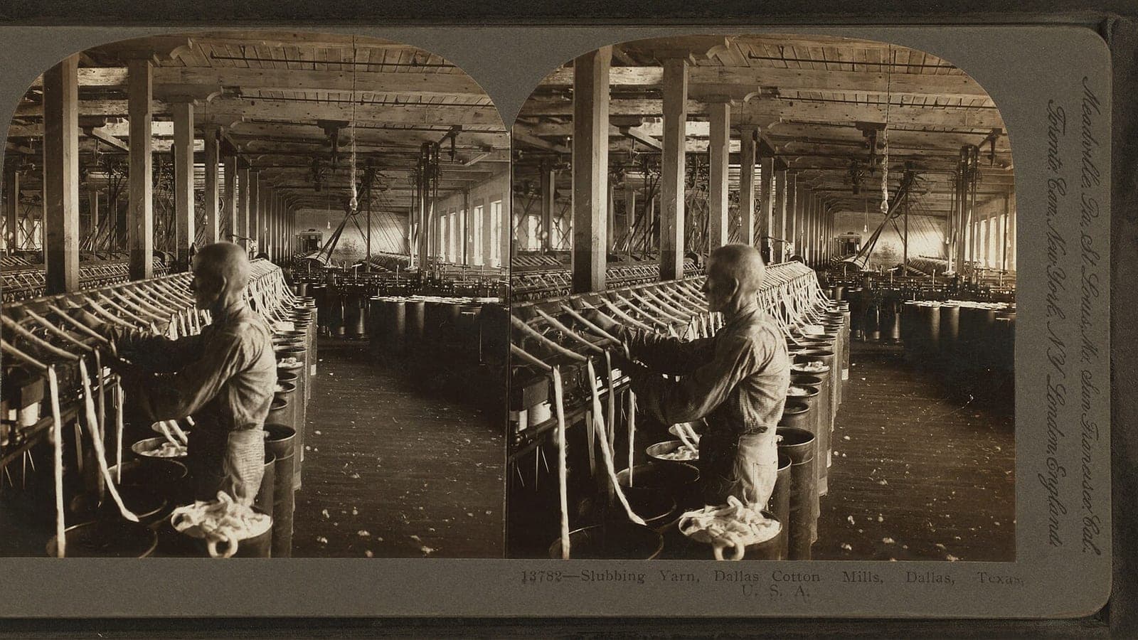 Cotton-mill spinning frames representing the US textile industry